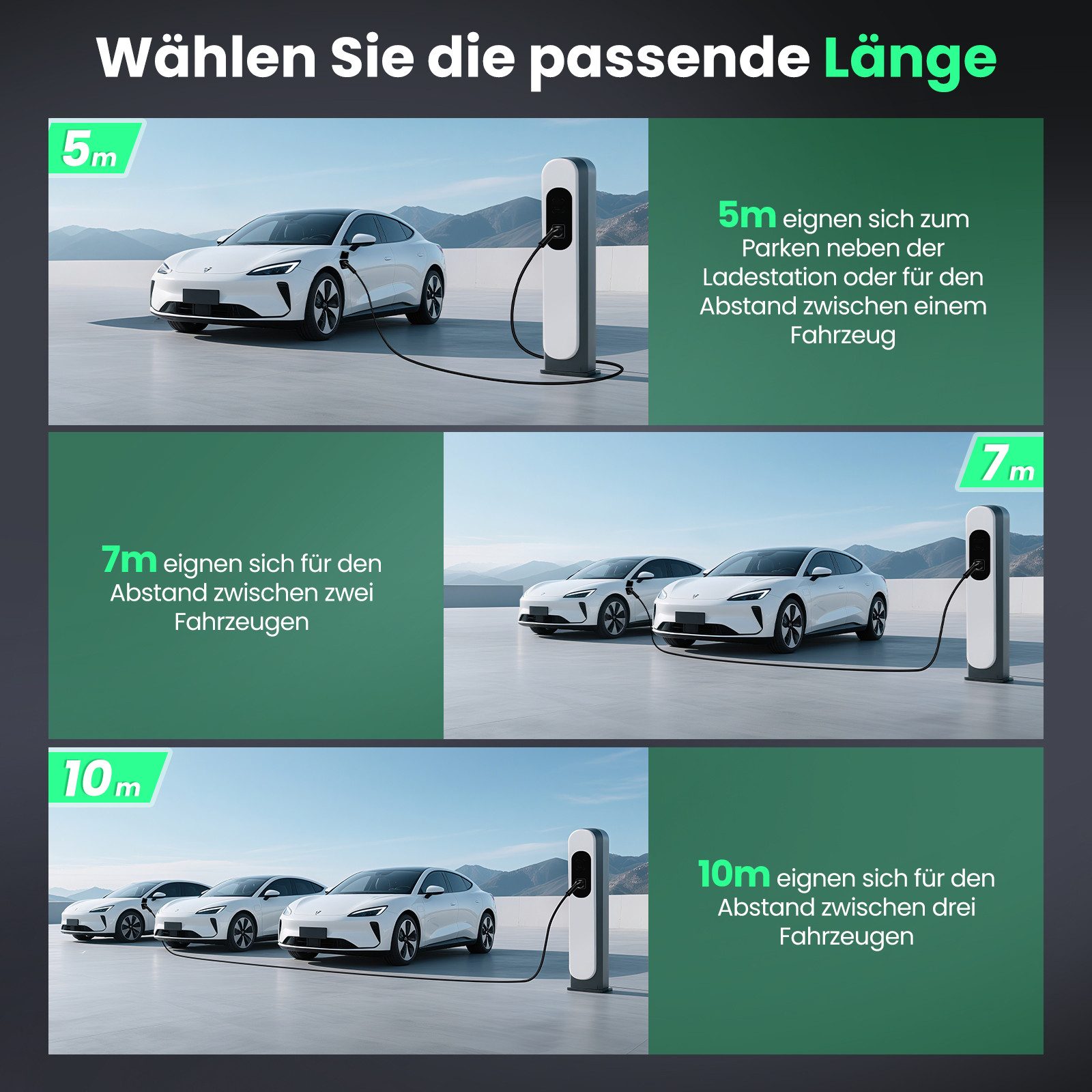 GONEO Typ 2 Ladekabel 7kW/11kW/22kW - Autoladekabel, Elektroauto-Ladekabel, (500 cm), Typ 2 auf Typ 2 EV Ladekabel mit Tragetasche
