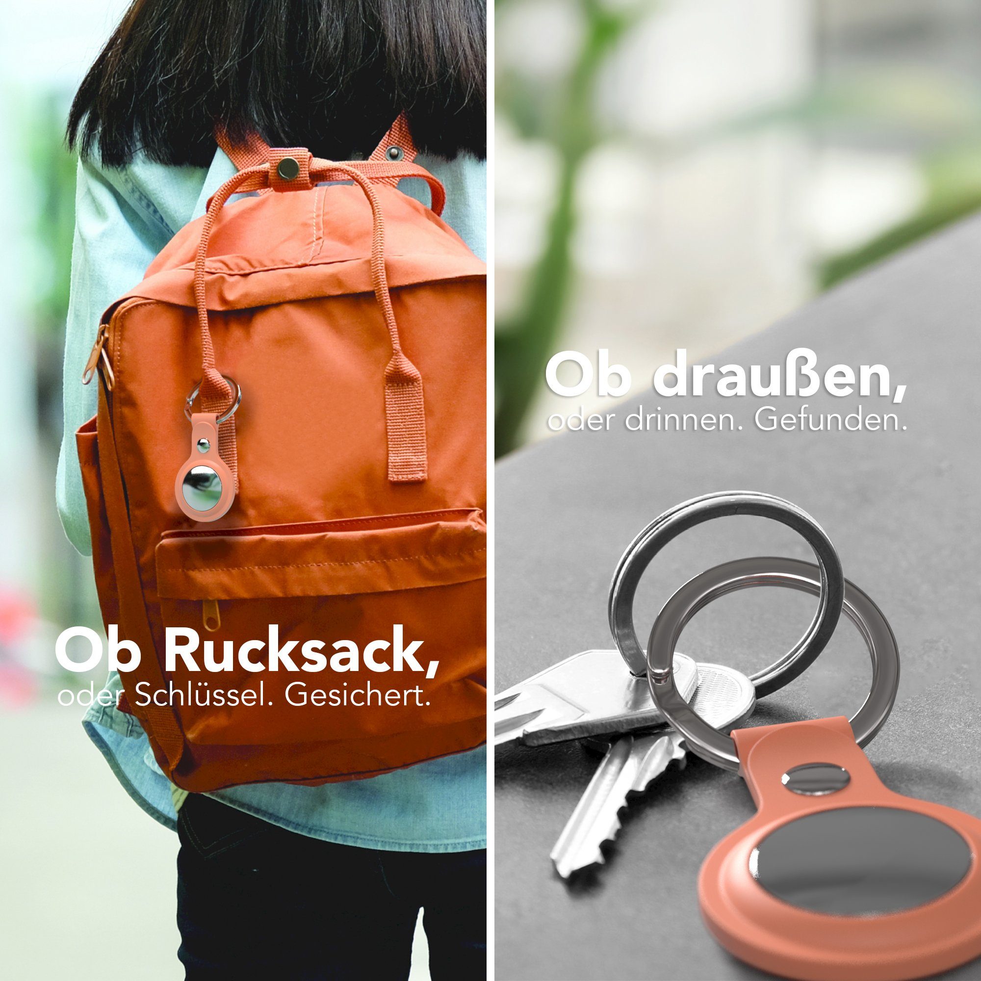 EAZY CASE Schlüsselanhänger Anhänger kompatibel mit Apple AirTag, Airtag Hülle mit kurzer Silikon Schlaufe Kratzfest GPS Tasche Orange – Bild 4 von 5