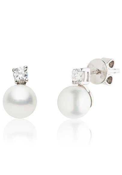 UNIKE JEWELLERY Paar Ohrstecker CLASSY PEARLS, UK.BR.1204.0013, mit Zirkonia (synth) - mit Perle (synth)