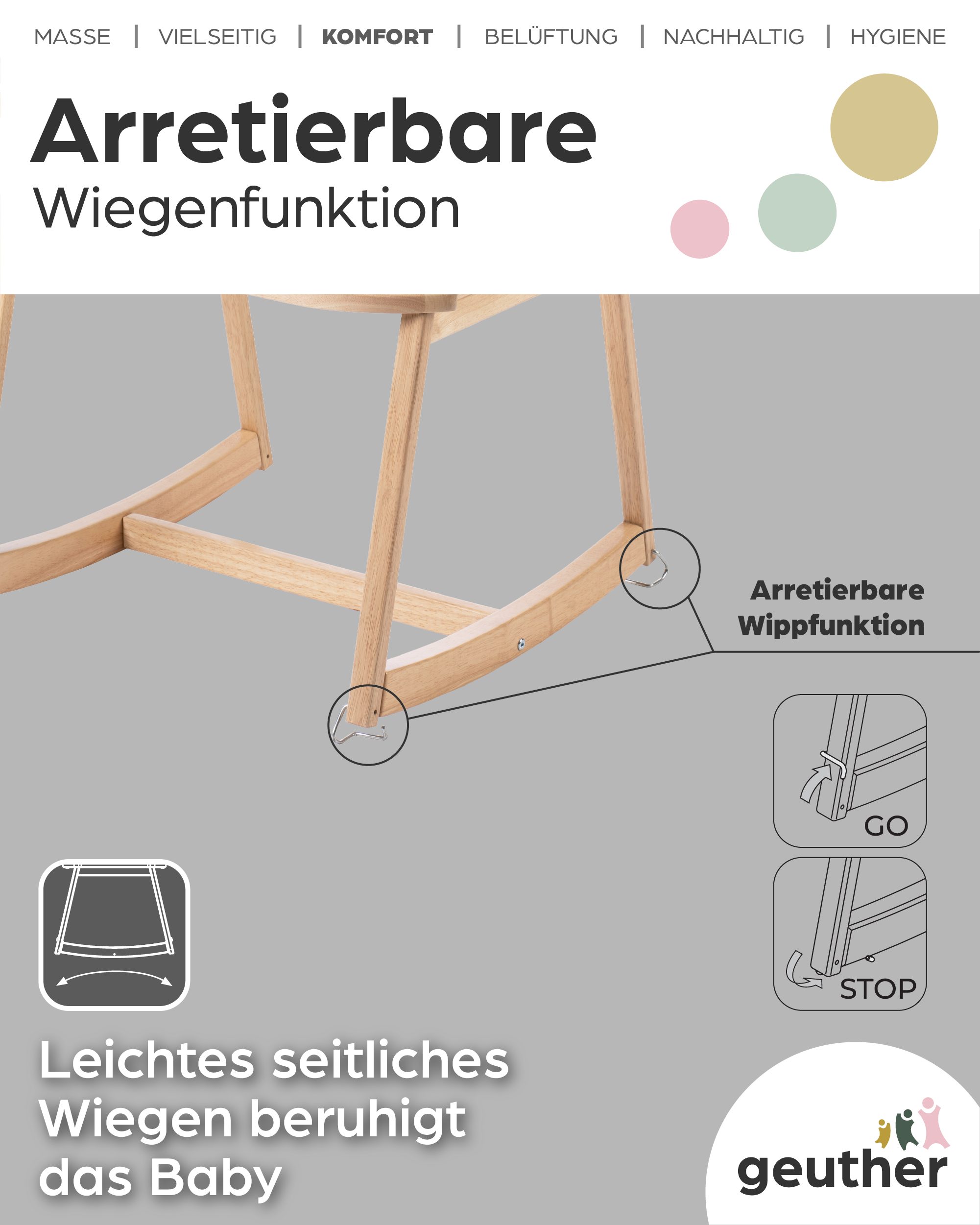 Geuther Babybett Schaukelwiege Rattan Rocker