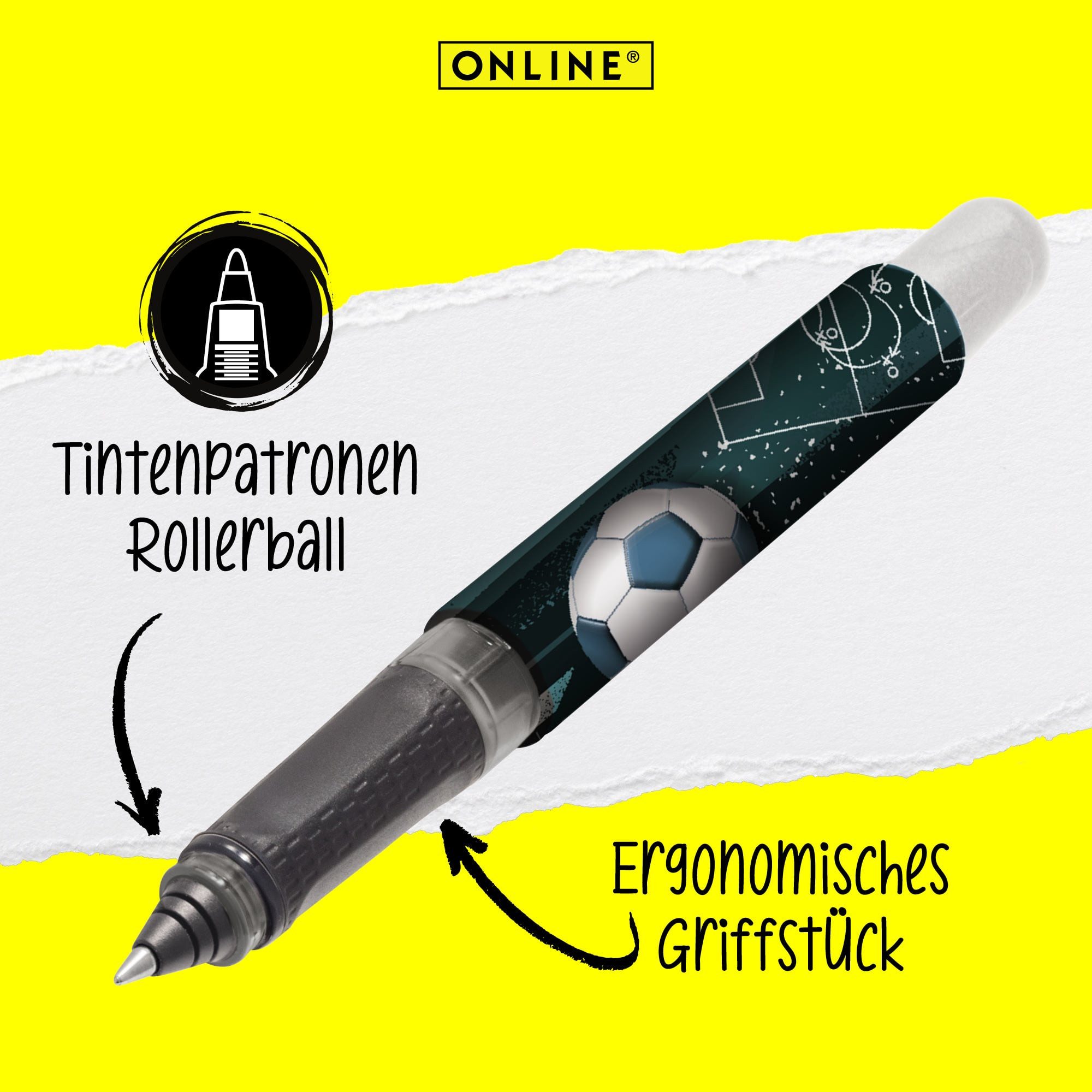 Online Pen Tintenroller College Tintenpatronen-Rollerball, ergonomisch, ideal für die Schule, hergestellt in Deutschland