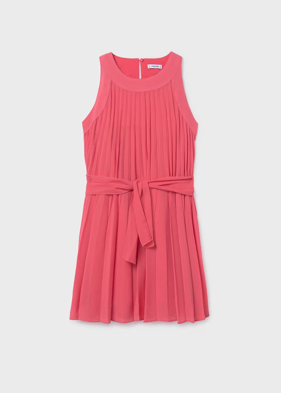 Mayoral Plisseekleid Mädchen Plisseekleid – Korallenrot mit Bindegürtel (690810)
