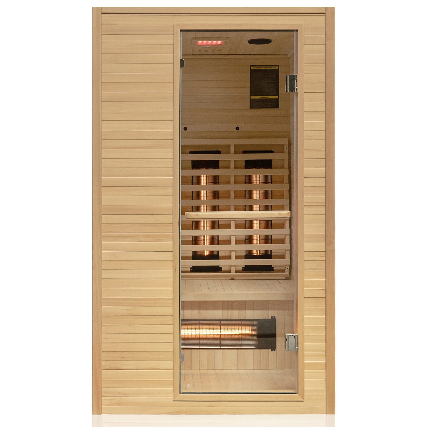 Dewello Infrarotkabine CALGARY Vollspektrumstrahler, 115x105, einzeln steuerbar, Sauna aus Hemlock-Tannenholz, leichter Aufbau dank Stecksystem