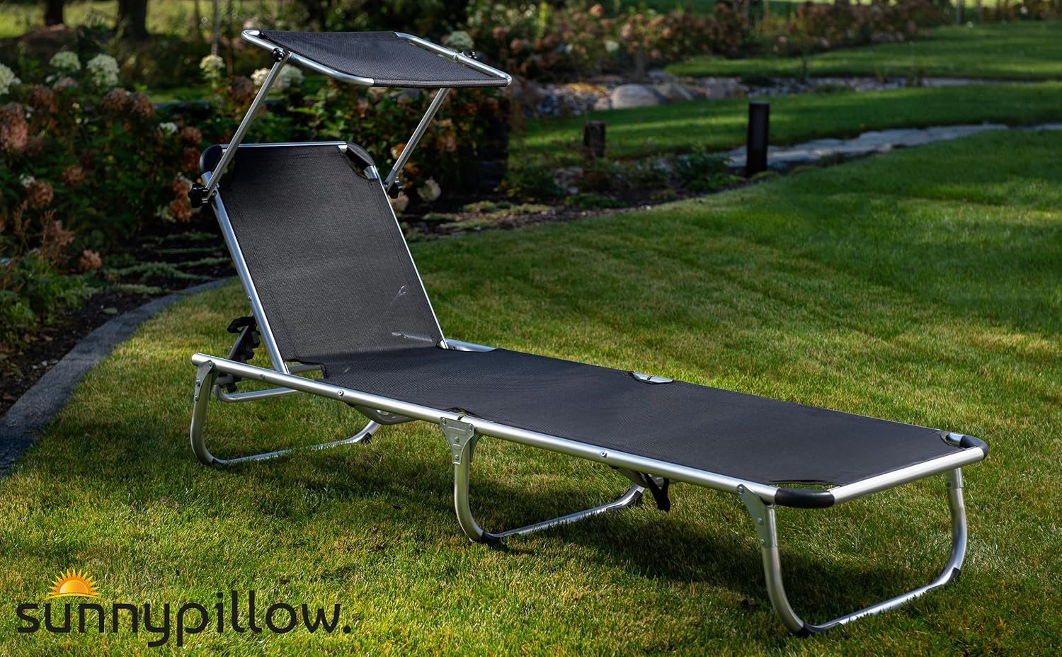 sunnypillow Gartenliege Sonnenliege mit Dach aus Aluminium für Garten Balkon Terrassen, 2 St., 2er Set
