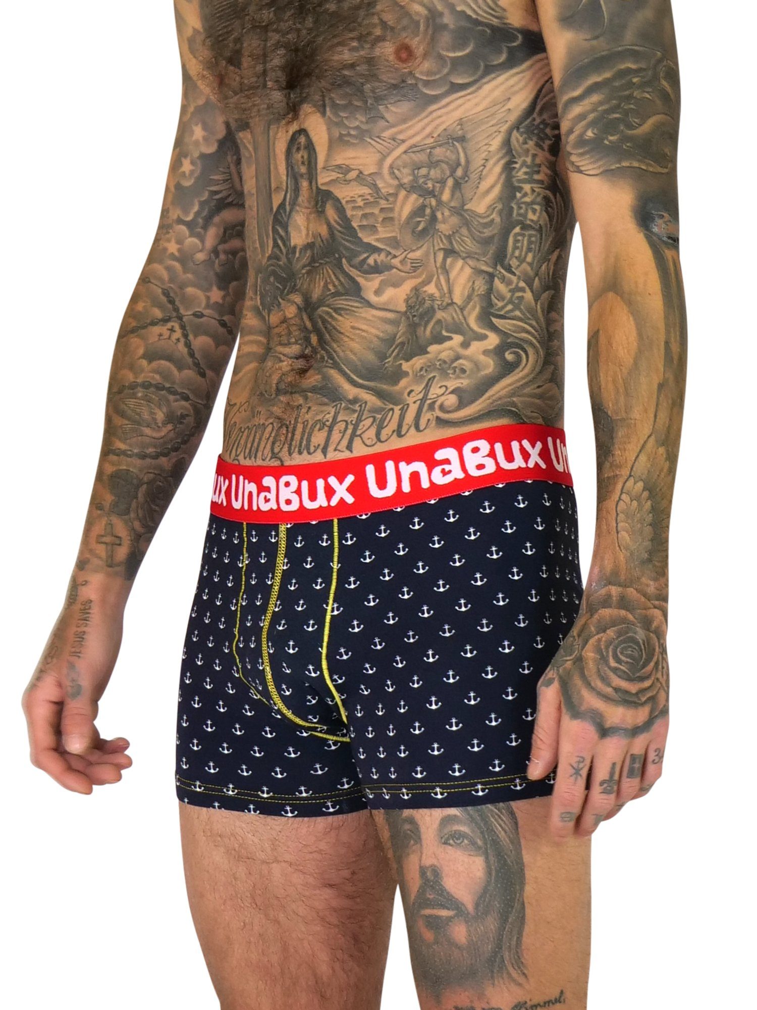 UnaBux Boxer Briefs WOOLHEAD (2-St) Boxershorts Doppelpack OLD ANCHOR / FINGERS GOOD FIVE