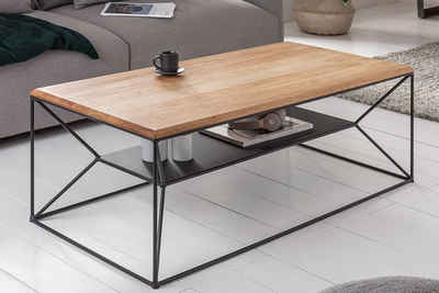 riess-ambiente Couchtisch ARCHITECTURE 110cm natur / schwarz (Einzelartikel, 1-St), Wohnzimmer · Eiche-Massivholz · Metall · geölt · mit Ablage · Design