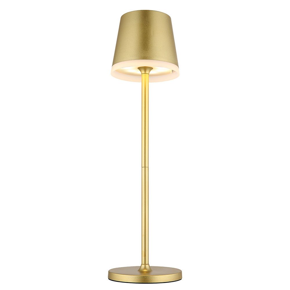 GLOBO LIGHTING LED Solarleuchte, LED-Leuchtmittel fest verbaut, Warmweiß, LED Tischleuchte Solarlampe Metall gold 2 Höhen möglich H 41 cm