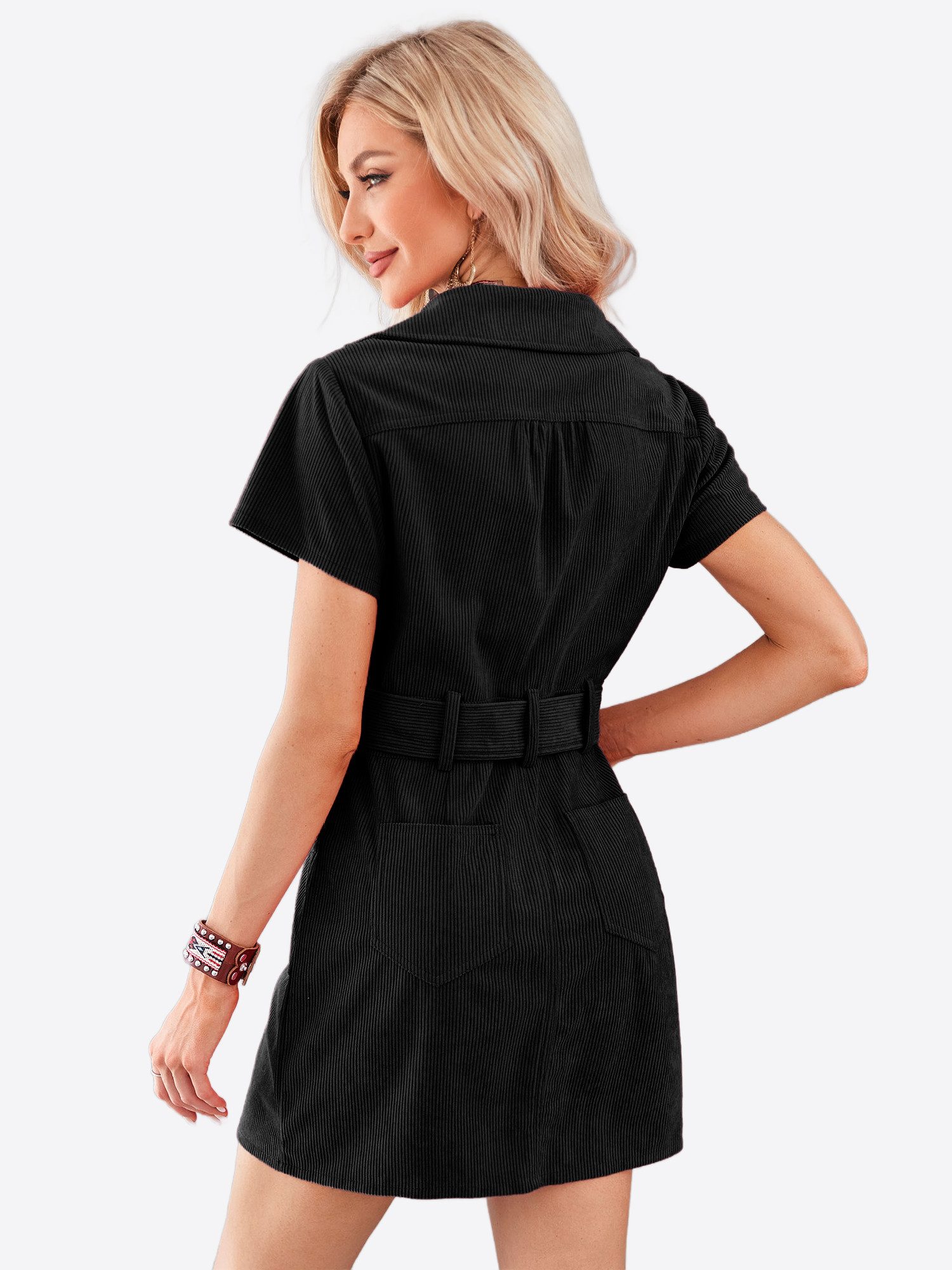 Imily Bela Cordkleid Damen Vintage Kleid mit Gürtel (Packung, 1-tlg., 1per-Pack) mit Reißverschluss