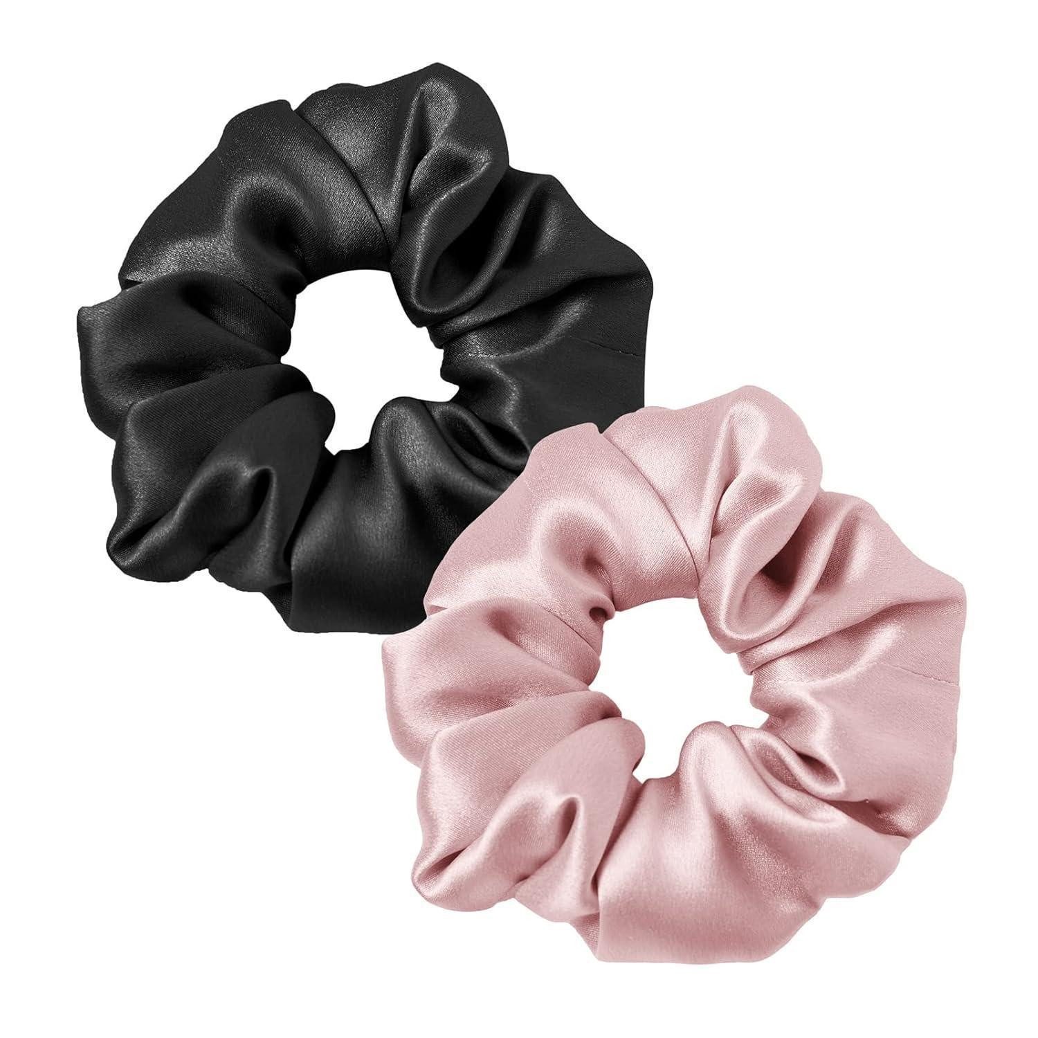 LuxusKollektion Haargummi Seide Haargummi Damen Pferdeschwanzhalter Haarband 2er Pack Schwarz