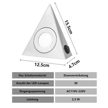 LETGOSPT LED Unterbauleuchte Küchenleuchte ink 3x2W 6000-6500K, Unterbauleuchte Set, LED fest integriert, Tageslichtweiß, Einbaustrahler, Küchen-Unterbau-Leuchten