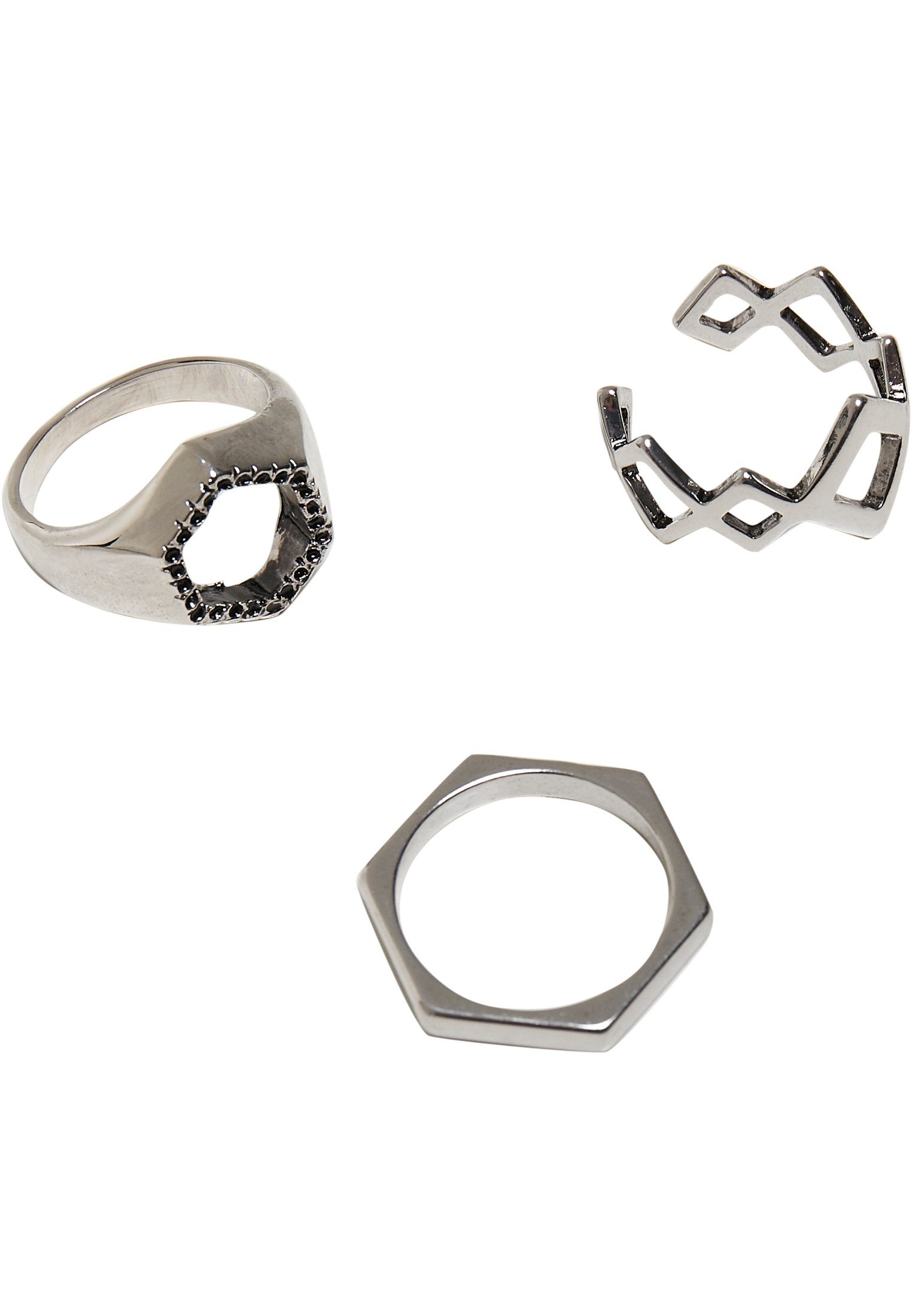URBAN CLASSICS Schmuckset Accessoires Graphic Ring 3-Pack (1-tlg),  Qualitativ hohe Verarbeitung