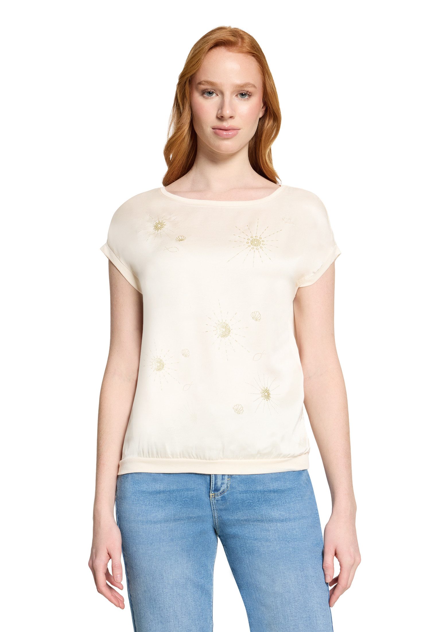 Cartoon Kurzarmshirt Damen mit Rippbündchen (1-tlg)