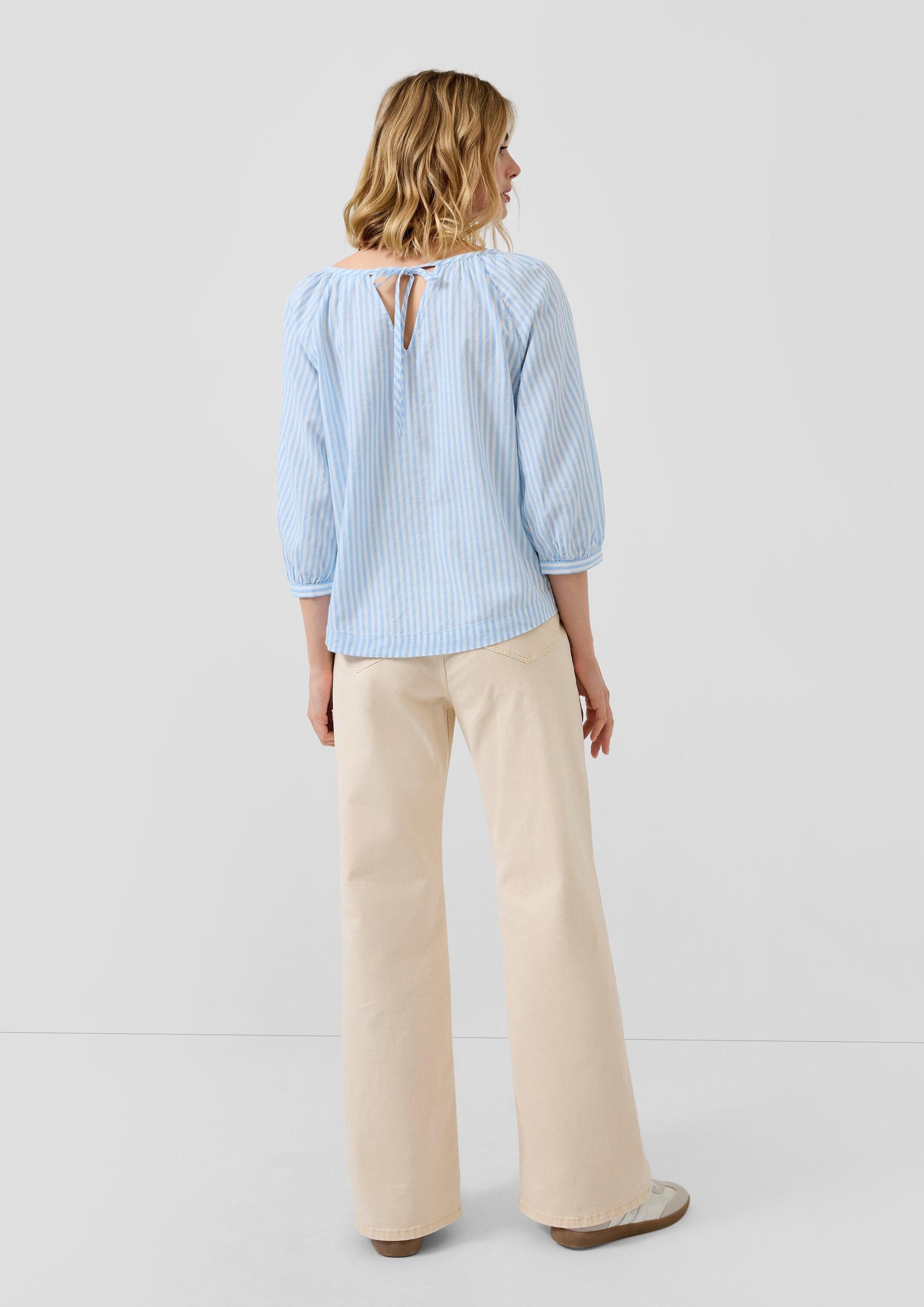 s.Oliver Kurzarmbluse Bluse Bluse aus Baumwoll-Viskosemix mit Raffung