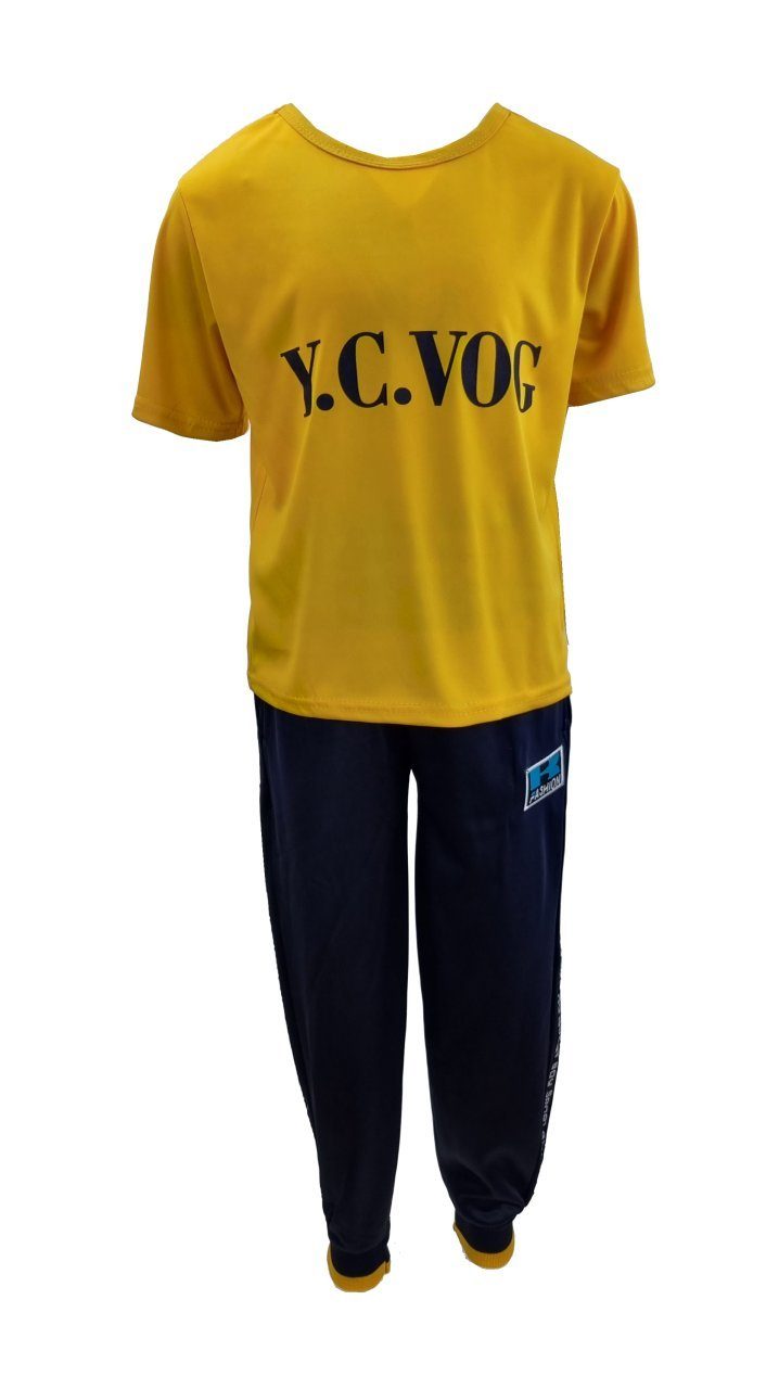 jf50 Teiler Freizeitanzug mit für Gelb mit mit Jacke, Hessis 3 T-Shirt, Jogginganzug, (set, Jungen/Mädchen Jogginghose)