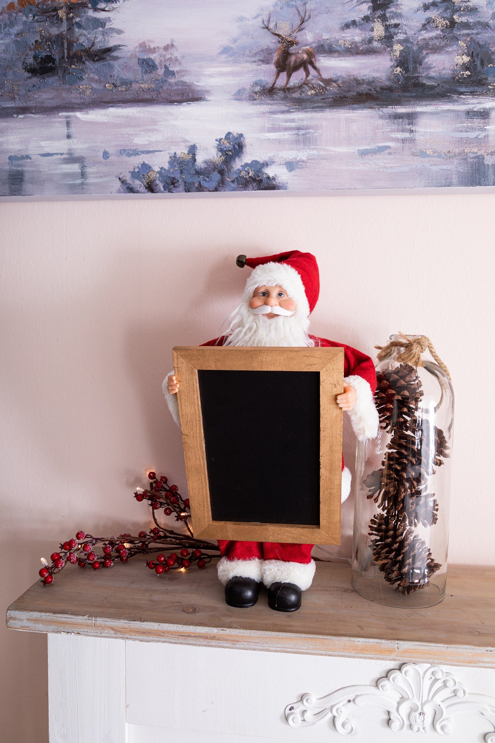 Wohnando Dekofigur Weihnachtsmann für zu Weihnachten, mit Gestalten Tafel Botschaft zum