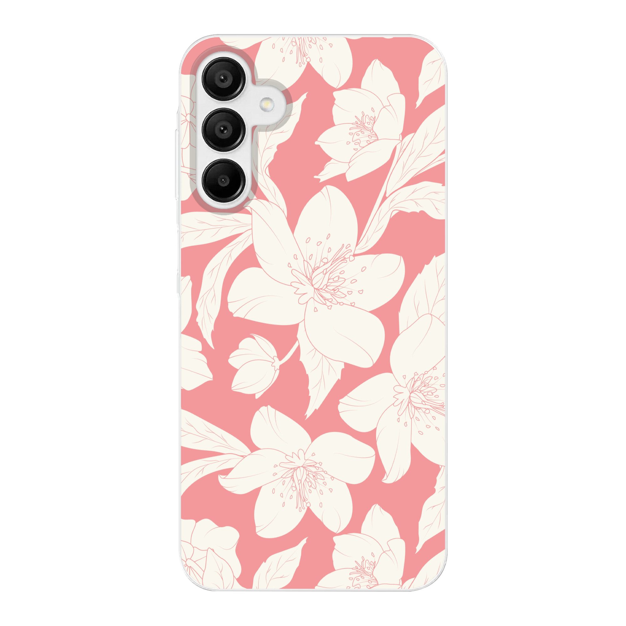 MuchoWow Handyhülle für Samsung Galaxy A15 Blumen - Muster - Rosa - Weiß, Smartphone-Bumper, Print, Handy Schutzhülle Dünn