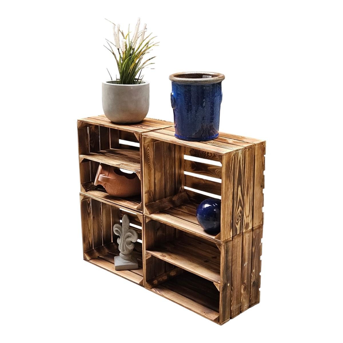 Teramico Holzkiste Obstkisten Regal 4er Set 50 x 40 x 30cm, Aufbewahrungsbo günstig online kaufen