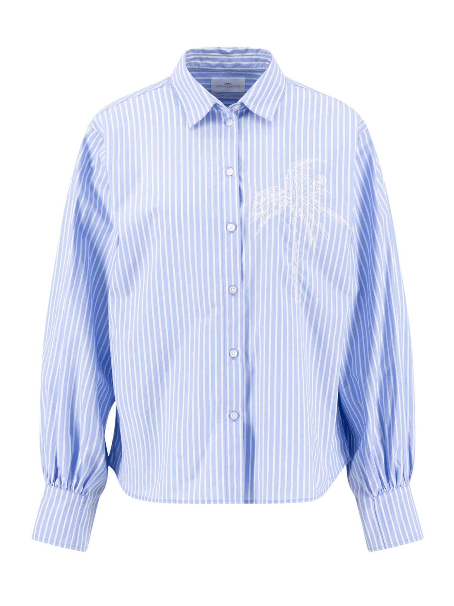 FYNCH-HATTON Langarmbluse SHOW #4 2026 blau,Casual,Baumwolle,Gestreift,Hemdblusenkragen,Lang,Regular Fit