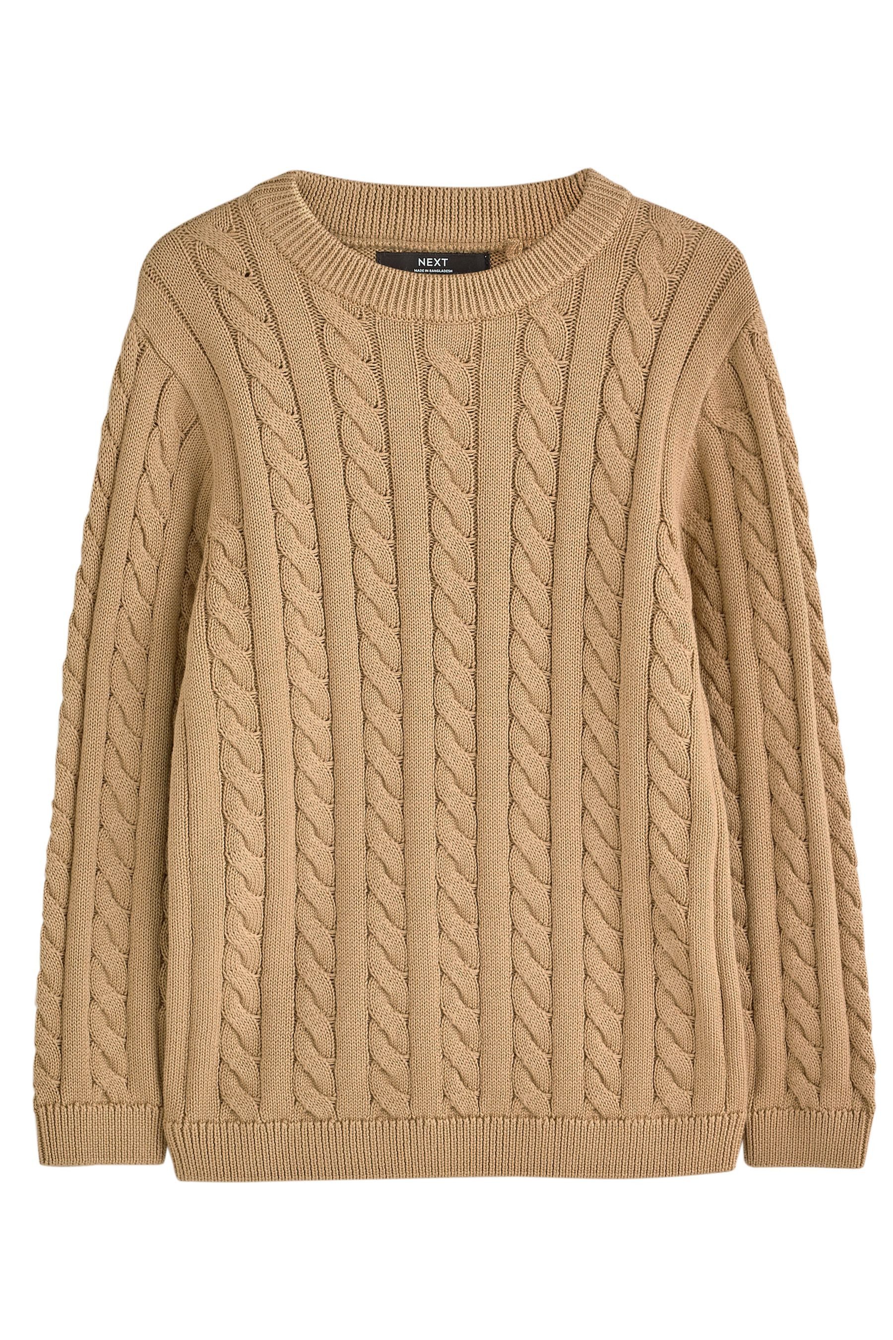 Next Rundhalspullover Zopfmusterpullover aus 100 % Baumwolle (1-tlg)
