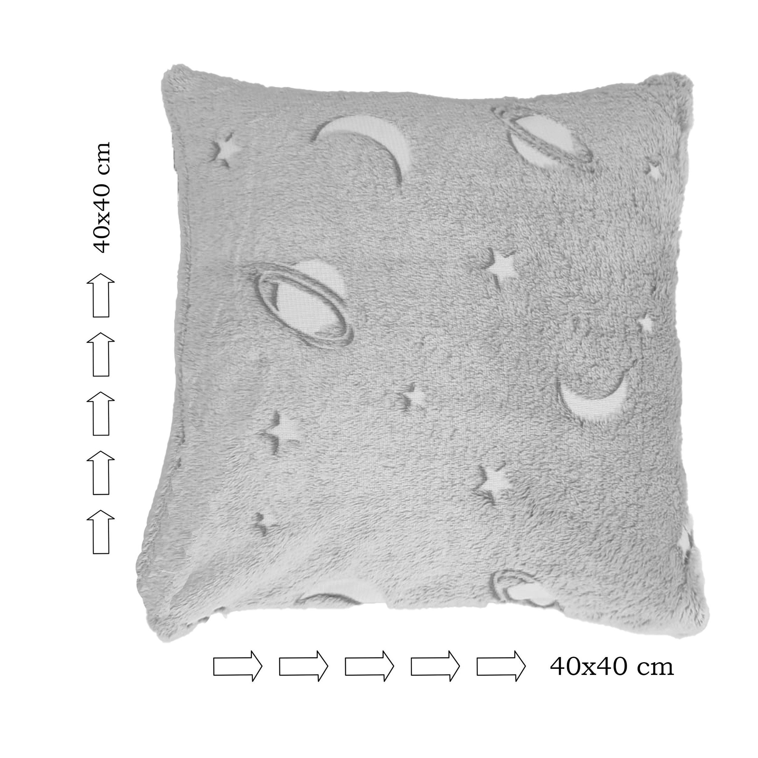 Haus und Deko Kissenbezüge Kissenbezug 40x40 cm Planeten Einhorn Dino leuch günstig online kaufen