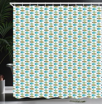 Abakuhaus Duschvorhang Moderner Digitaldruck mit 12 Haken auf Stoff Wasser Resistent Breite 175 cm, Höhe 180 cm, skandinavisch Doodle Marine-Cartoon