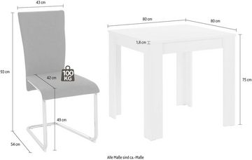 Homexperts Essgruppe Nick1-Mulan, (Set, 5-tlg), mit 4 Stühlen, Tisch in weiß, Breite 80 cm