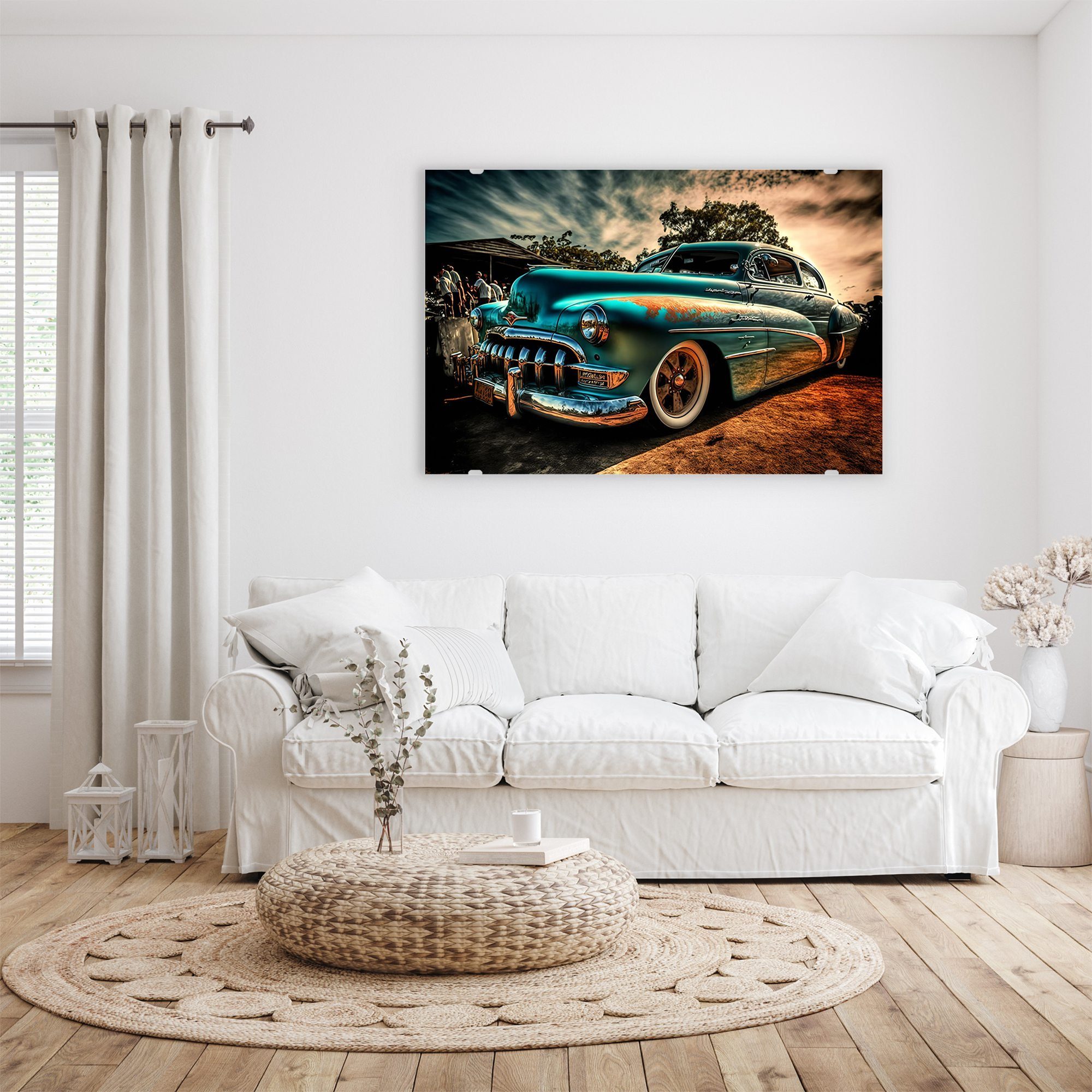 Primedeco Glasbild Wandbild Oldtimer Show, 3D mit Aufhängung, Vintage (21 v günstig online kaufen