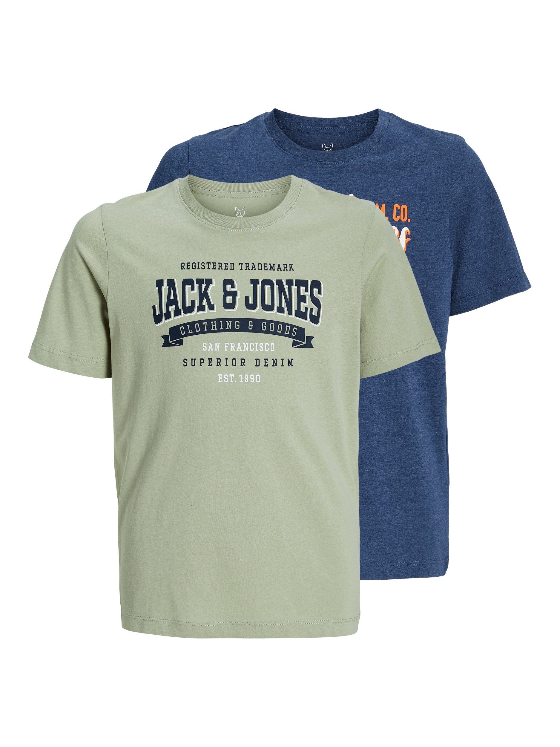 Jack & Jones Junior Kurzarmshirt JJELOGO TEE SS 2 COL 23/24 2PK MP JNR (Packung, 2-tlg)