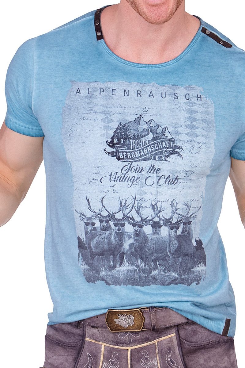 MarJo Trachtenshirt Trachtenshirt Herren - JENKE - capriblau