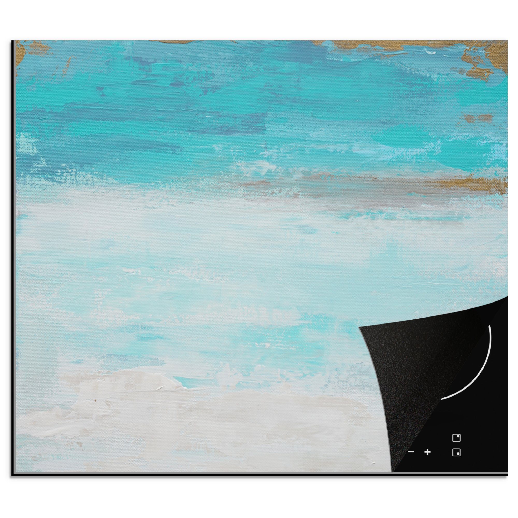 MuchoWow Herdblende-/Abdeckplatte Farbe - Blau - Weiß - Kunst, Vinyl, (1 tlg), 60x52 cm, Mobile Arbeitsfläche nutzbar, Ceranfeldabdeckung
