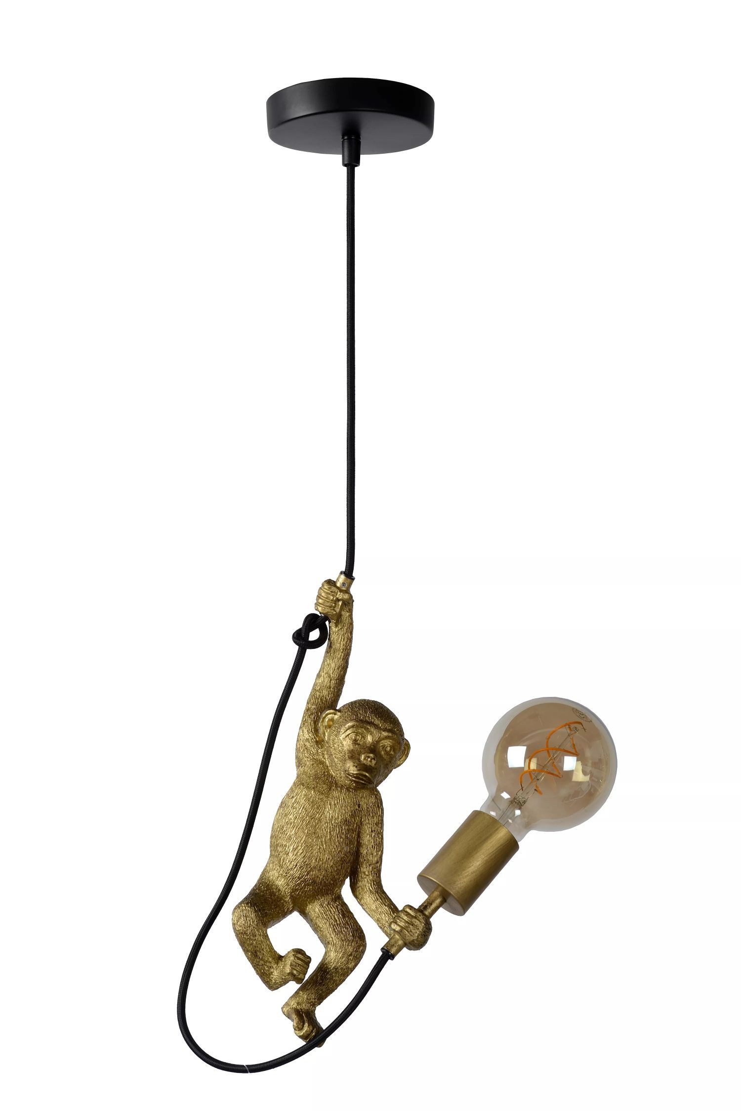 Licht-Erlebnisse Pendelleuchte OMUI, ohne Leuchtmittel, E27 17,6 cm breit H: max. 174,5 cm in Gold Schwarz Modern