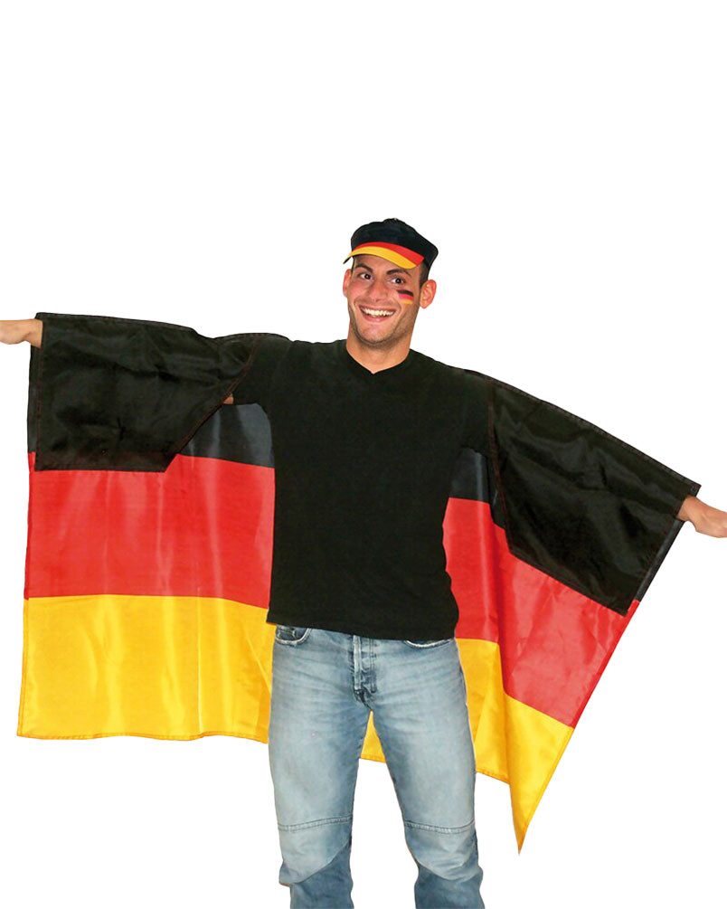 Karneval-Klamotten Umhang Flagge als Poncho Cape Umhang Herren EM WM, Deutschland Fußball EM 2024 Fan Artikel Set Europameisterschaft