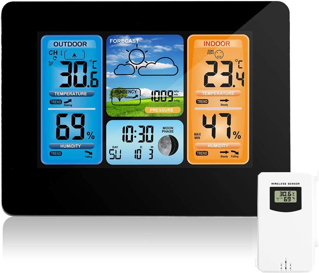 Funkwetterstation Drahtlose Wetterstation mit Außensensor, Innen- und Außenthermometer