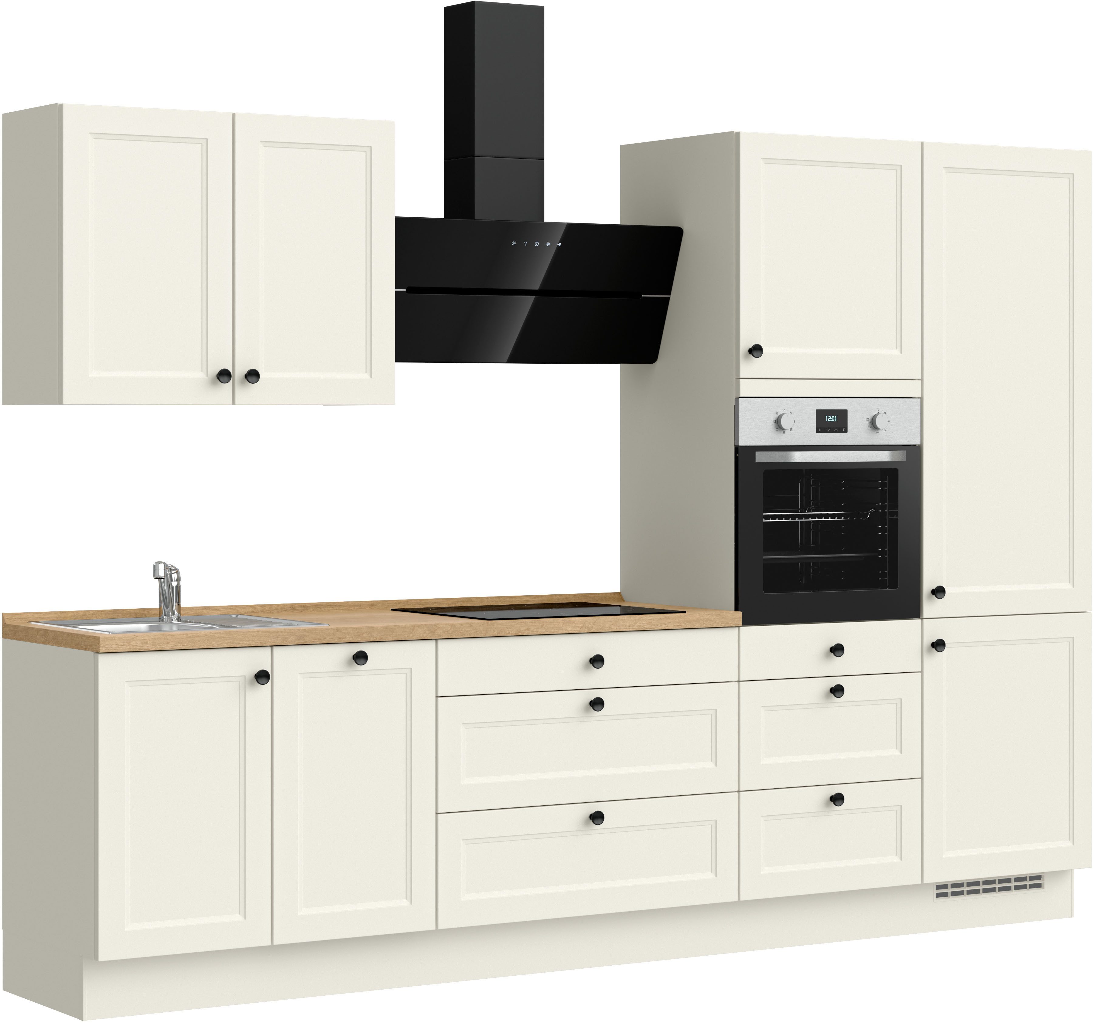 nobilia® Küchenzeile "Cascada II", NEU: individuell anpassbar mit gratis Profi-Beratung, vormontiert, Breite 300 cm, Ausrichtung wählbar, wahlw. mit E-Geräten