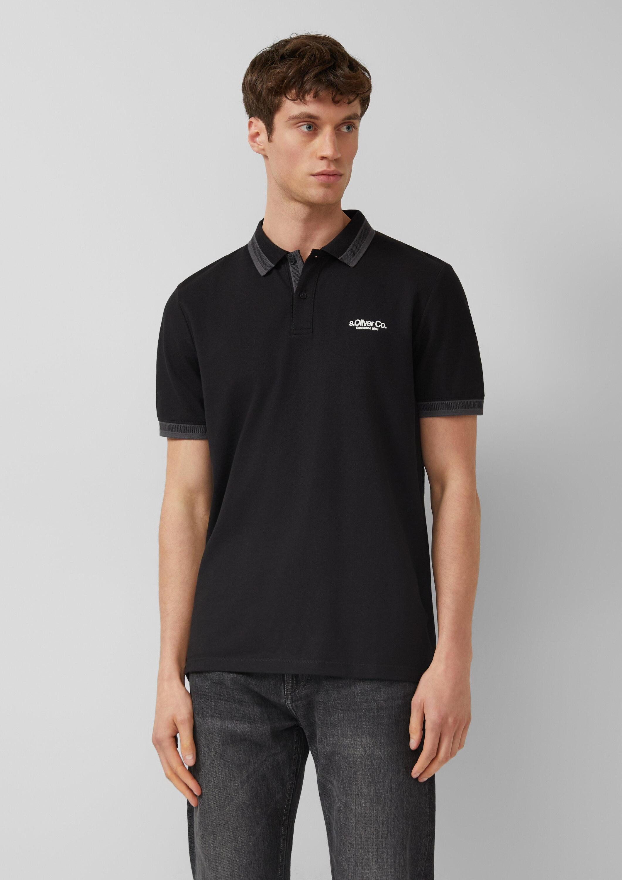 s.Oliver Kurzarmshirt Polo-Shirt Poloshirt aus Piqué mit Kontrast-Details