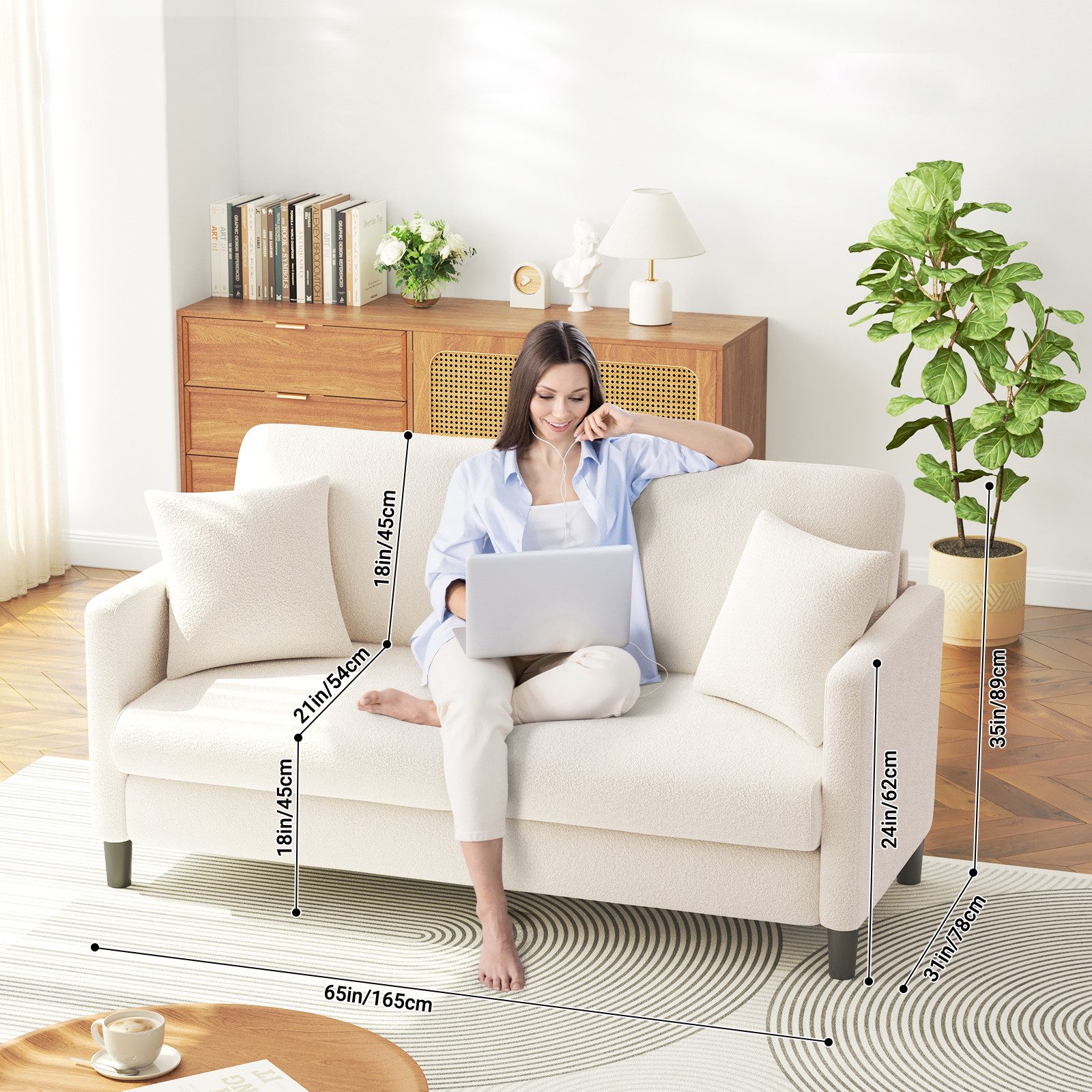 OUNUO Sofa 2 Sitzer Couch Bonnelfederkern günstig online kaufen