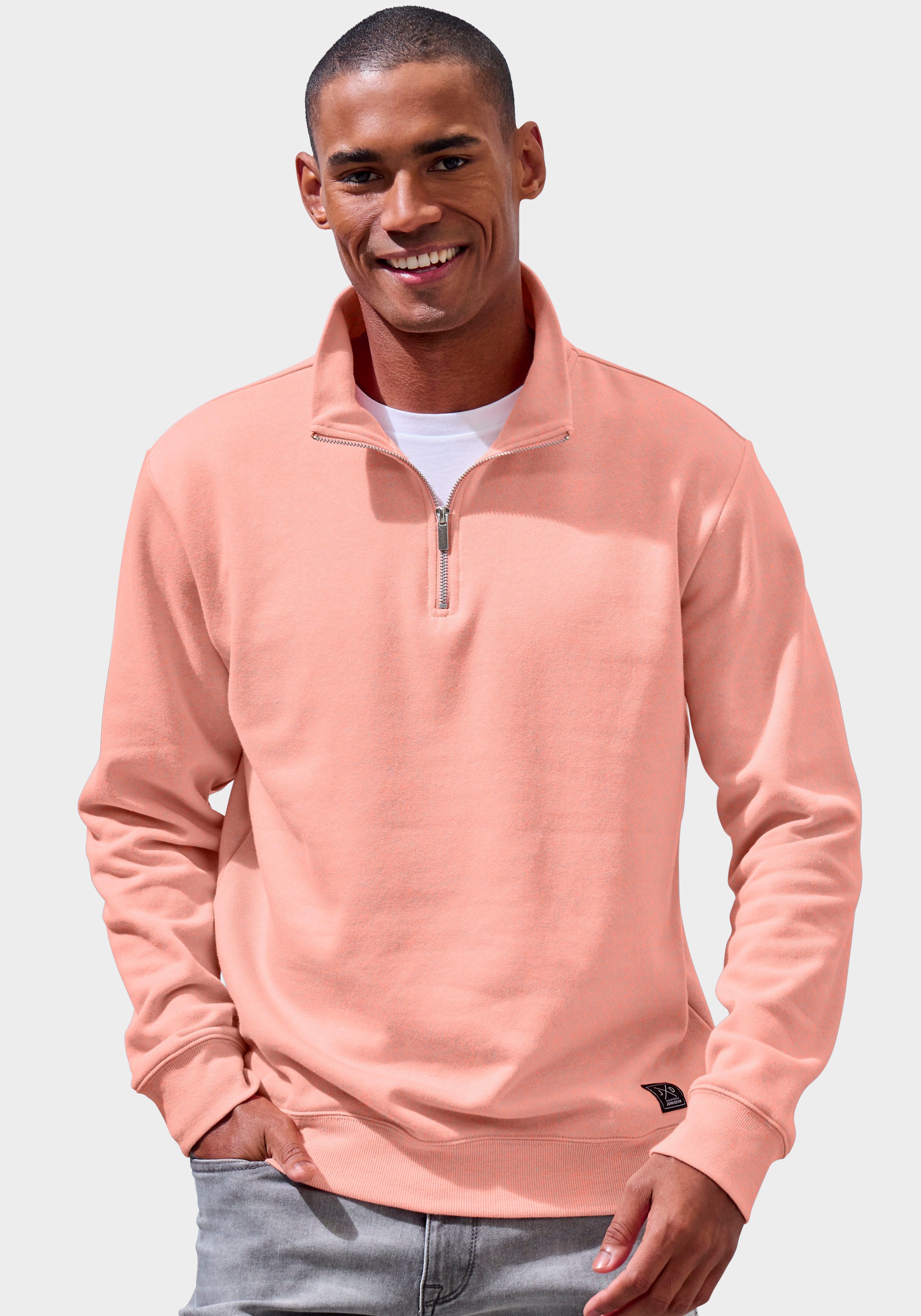 John Devin Sweatshirt Langarm, Pullover mit Reißverschluss am Stehkragen. € 29,99