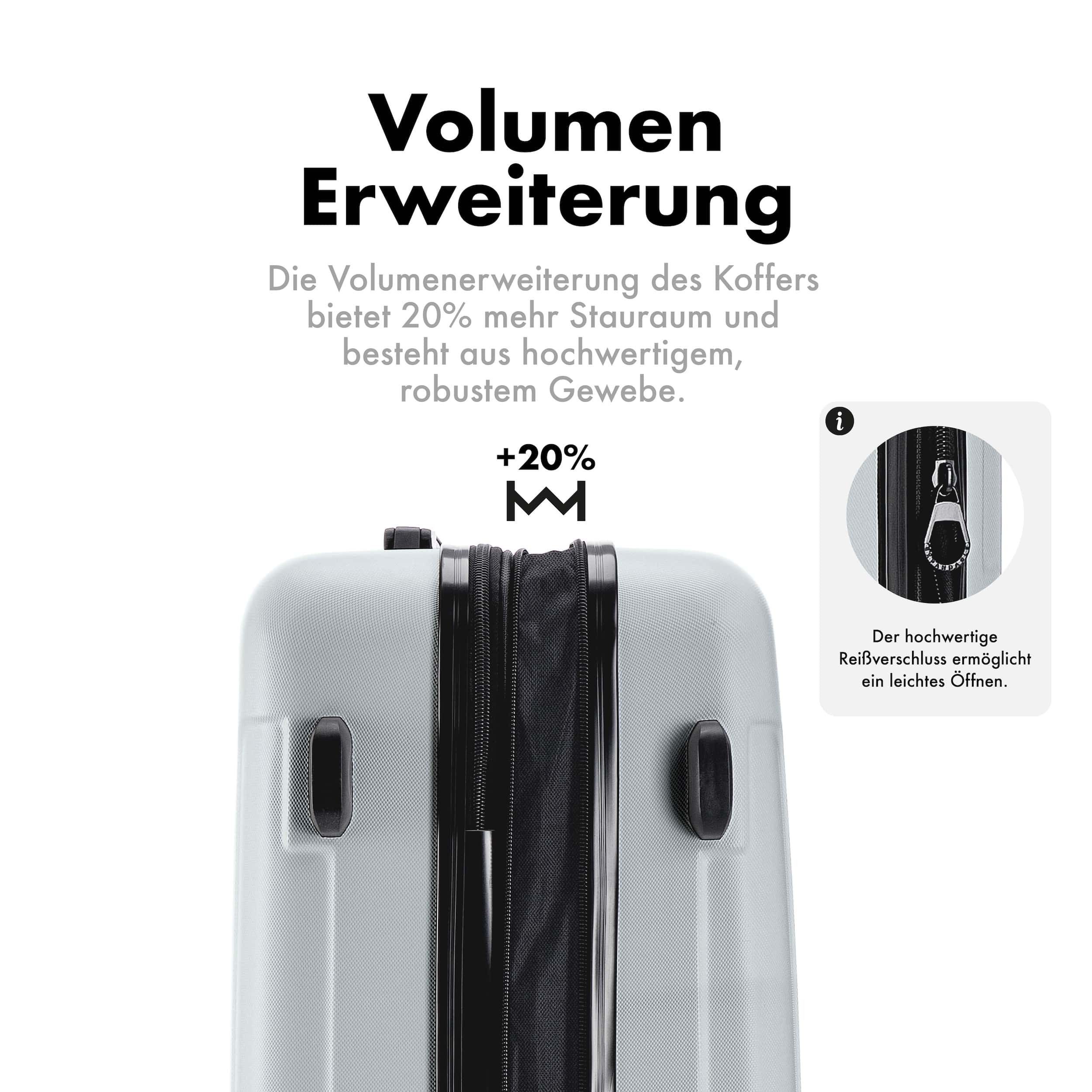 Flexot Hartschalen-Trolley F-3045 (Gr. M, L, XL) – Kofferset – ABS-Hartschale, 4 Rollen, Robuster und moderner Koffer mit vier 360° Rollen und Zahlenschloss