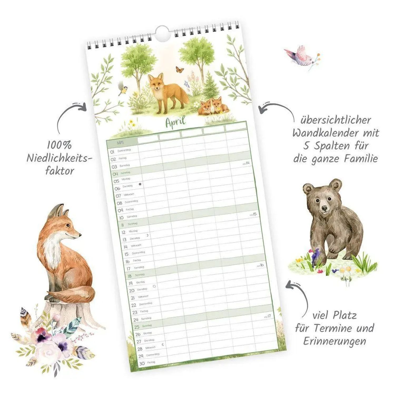 Trötsch Verlag Wandkalender TRÖTSCH - Familienkalender Waldfreunde 2027