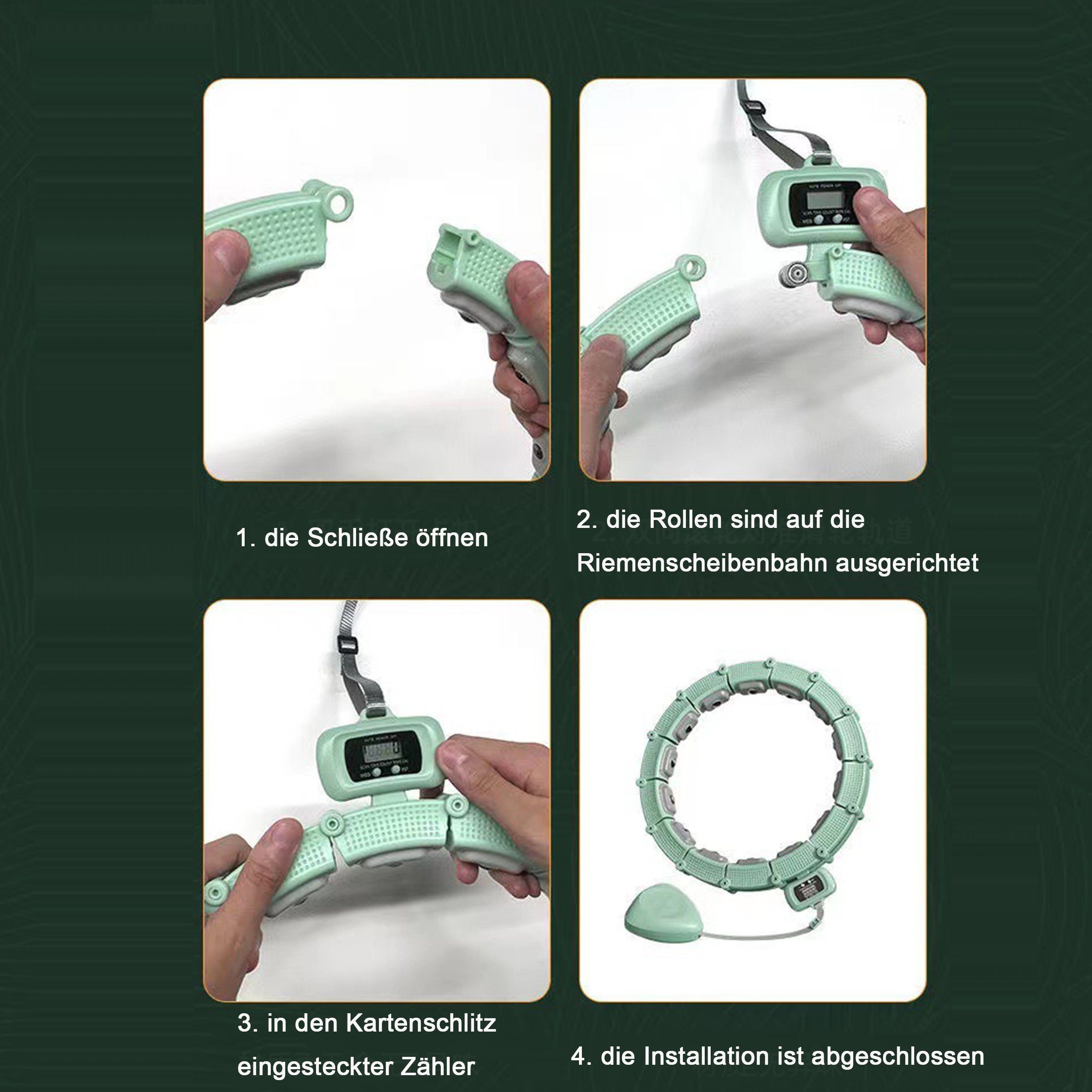 Hüftgürtel Smart 21 Hula-Hoop-Reifen Hula LeiGo einem Grün mit Hoop,zählbare,einstellbar,360°Massage, Abschnitt