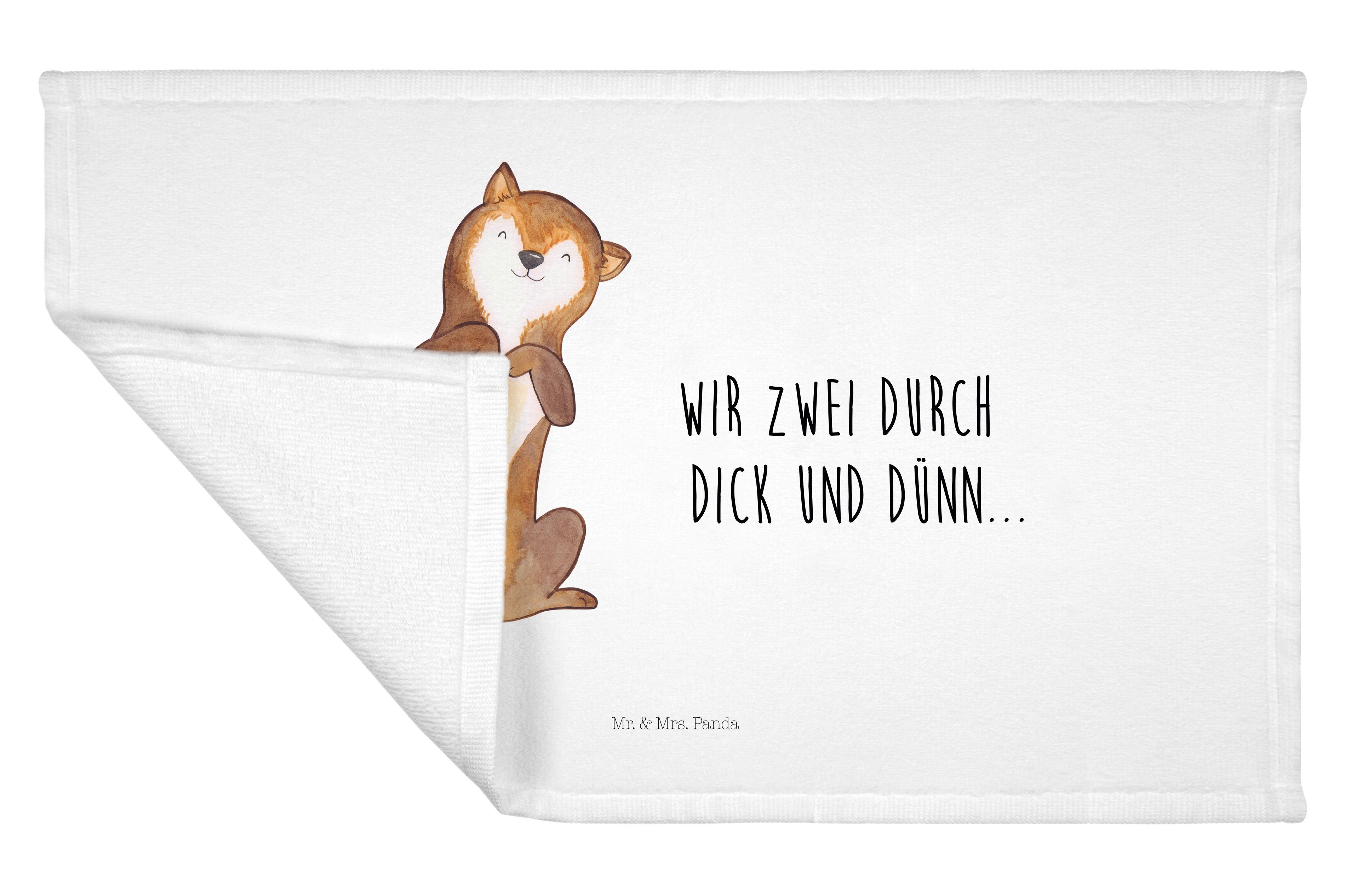 (1-St) Hund Weiß Bauchkraulen - - Handtuch, Mrs. & Geschenk, Panda Handtuch Mr. Kinder Reisehandtuch,