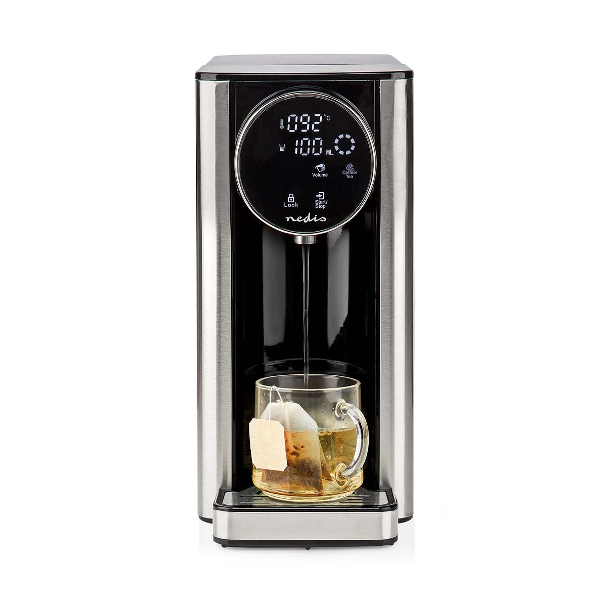 Nedis Wasserkocher KAWD310FBK, 2.7 l, 2600 W, Temperaturstufen, Volumenoptionen, Kindersicherung, Sensor-Touch