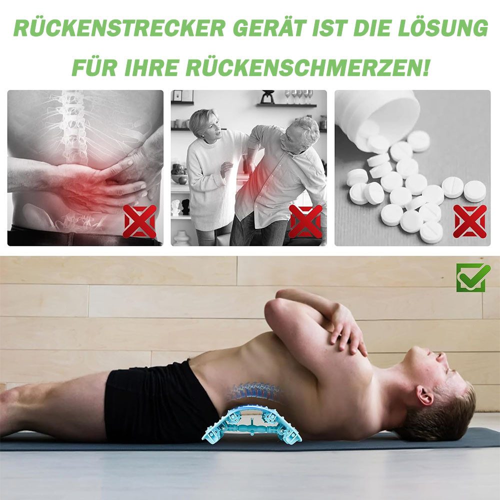 TUWENA Rückentrainer Rückenstrecker,Rückenmassagegerät für Unter und Ober Lendenwirbelsäule, mehrstufige Lendenwirbelstütze mit Massage-Punkte für Muskeln entspann