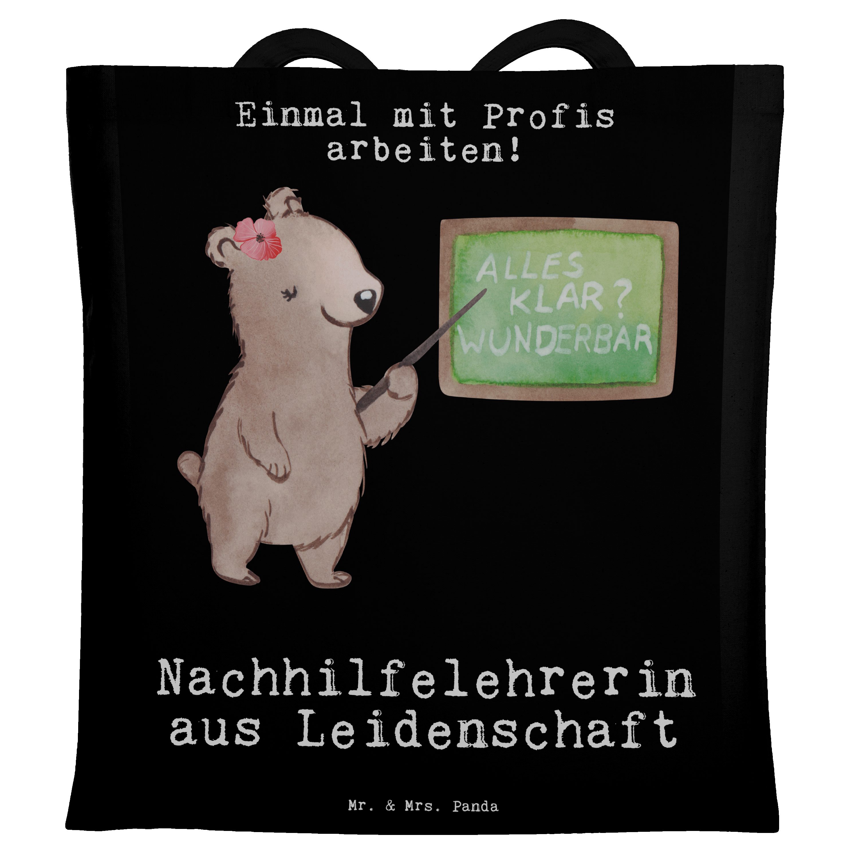 Nachhilfelehrerin - - Geschenk, Schwarz Jutebeutel, Tragetasche Mrs. Panda Mr. Leidenschaft aus & (1-tlg)