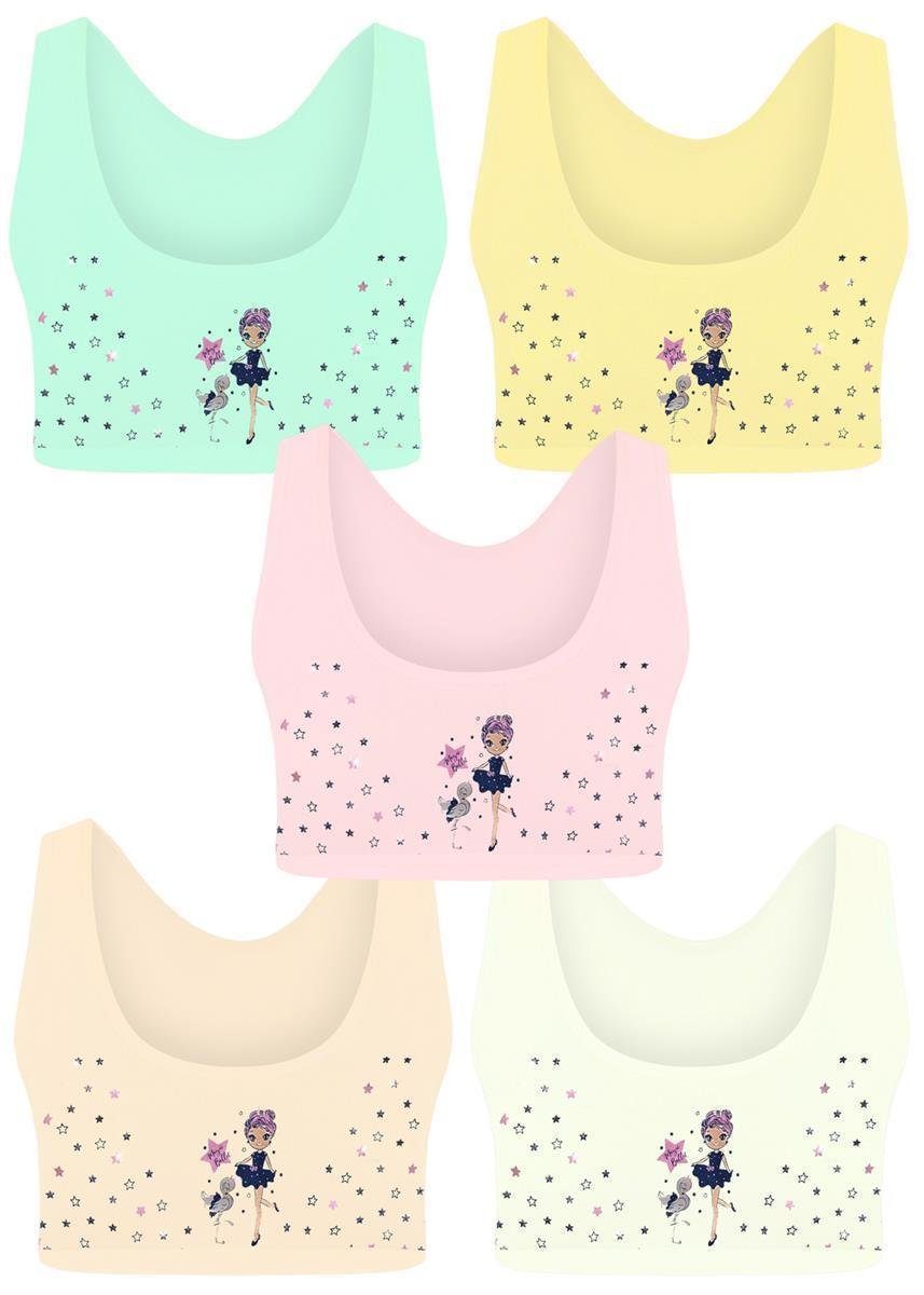 Bustier 5 Mädchen Bustier Baumwolle Glitzer Unterwäsche Sport BH 140-170