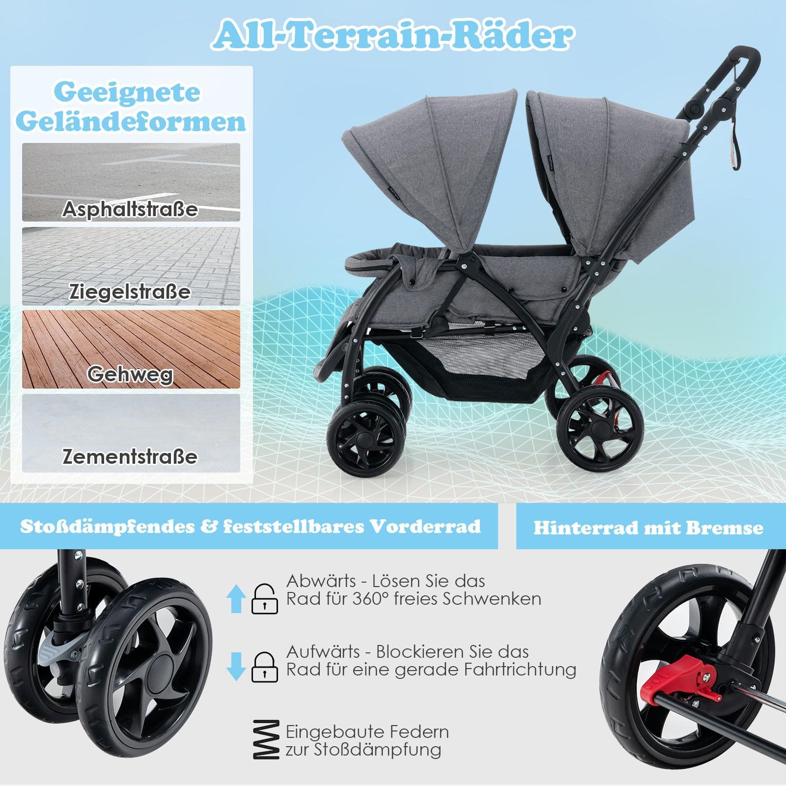 COSTWAY Geschwisterwagen - Bild 5