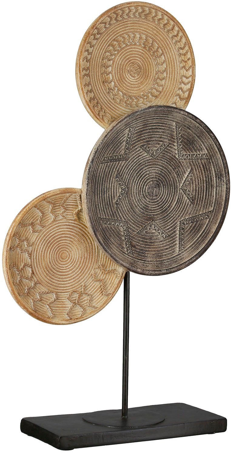 Casablanca by Gilde Dekoobjekt Skulptur rund Esculpida naturfarben H. 44 cm (1 St), Orientalisches Muster in Naturfarben