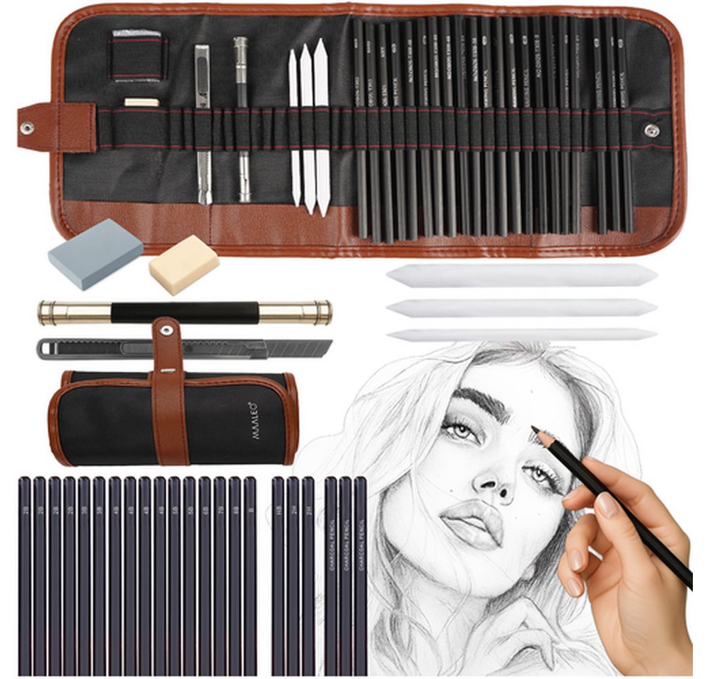 MAALEO Malstift Skizzier-Zeichenset Bleistifte, (Spar-Set, 29-tlg., zeichnen), perfekte Grundlage zum Skizzieren und Zeichnen