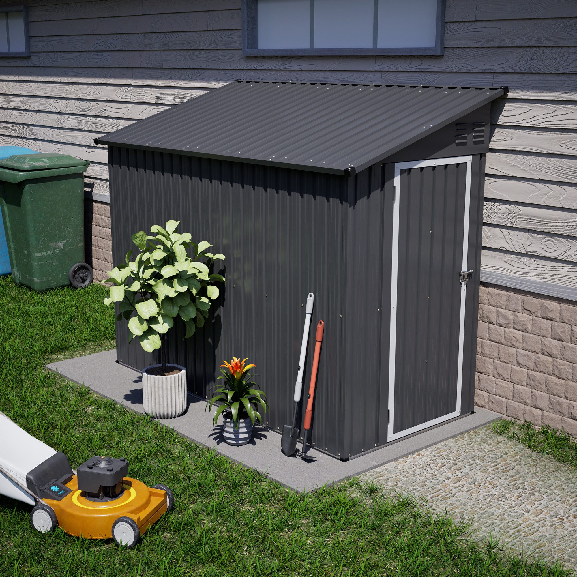 GIHAUVIA Gerätehaus Metall-Gartenhaus DIY Gerätehaus Outdoor Lagerung Wind-Regendicht .