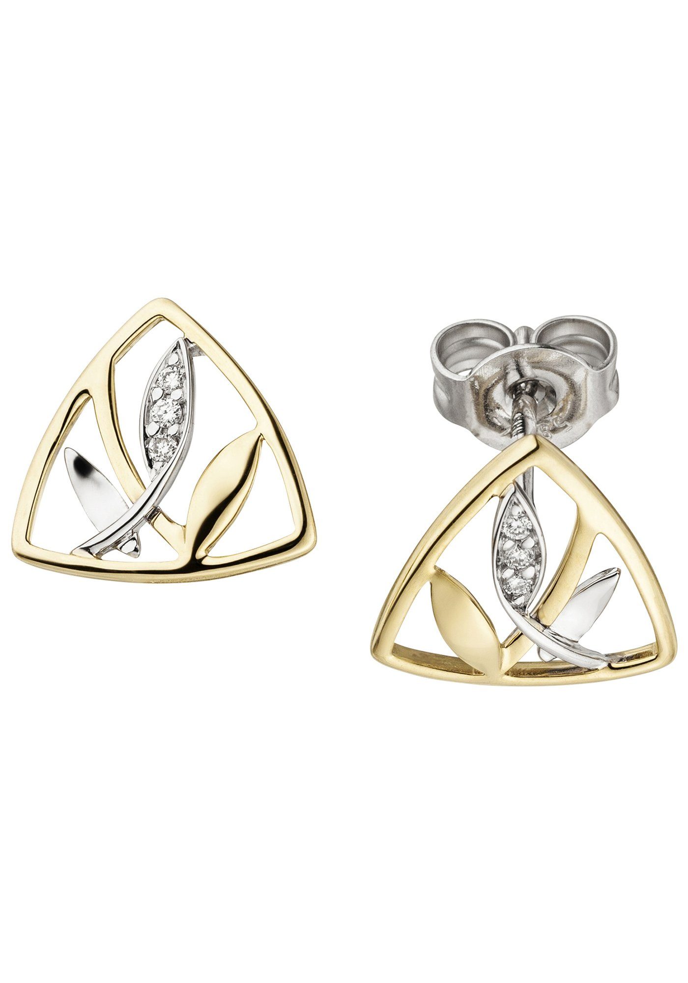 JOBO Paar Ohrstecker, 585 Gold bicolor m... JOBO Paar Ohrstecker, 585 Gold bicolor m...